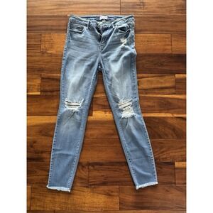 CELLO Distressed Skinny Jeans Light Wash Frayed Hem Women's‎ Size 9